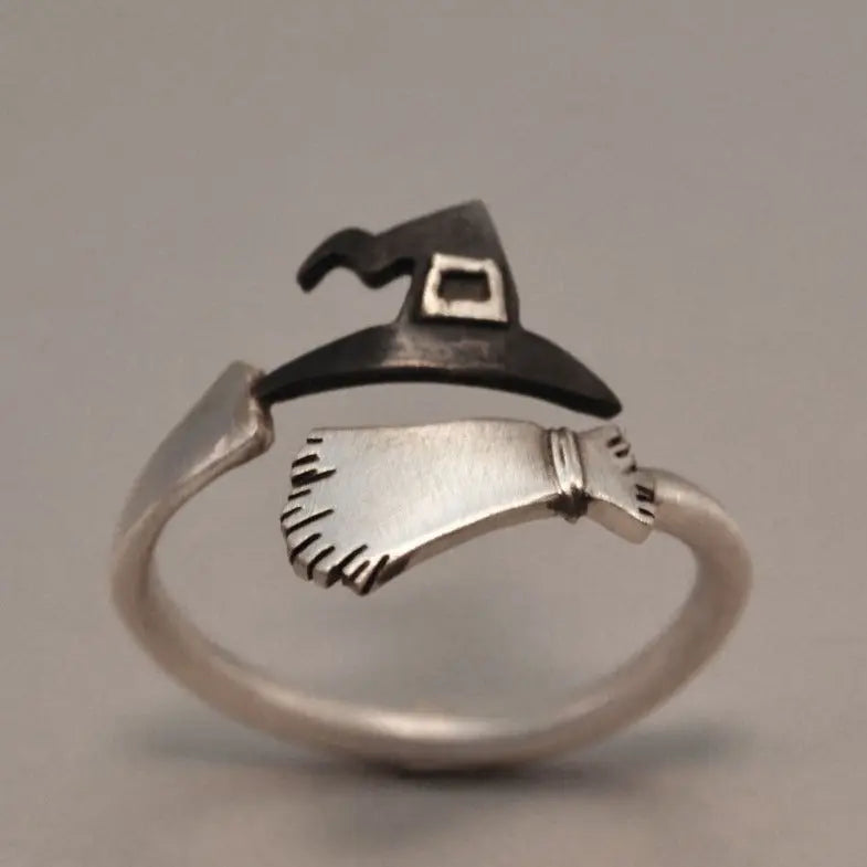 Halloween Ghost Witch Hat Broom Opening Ring - EX-STOCK Canada