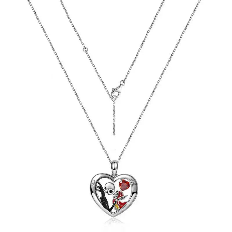 Halloween Heart-shaped Skull Necklace With Rhinestones Couple Love Clavicle Necklace Men And Women Jewelry Accessories - EX-STOCK Canada