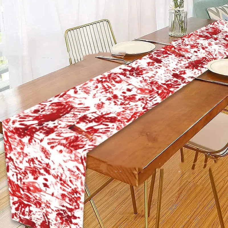 Halloween Horror Bloody Hand Printed Tablecloth Decoration - EX-STOCK Canada