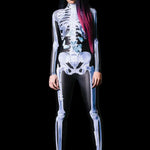 Halloween Long Sleeve Tights See-through Skeleton 3D Printed One-piece - EX-STOCK Canada