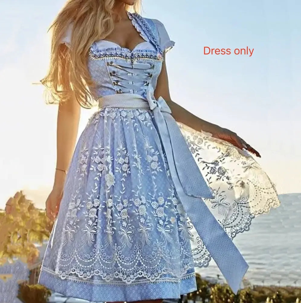 Halloween Munich Beer Long Short-sleeved Printed Lace-up Dress - EX-STOCK Canada