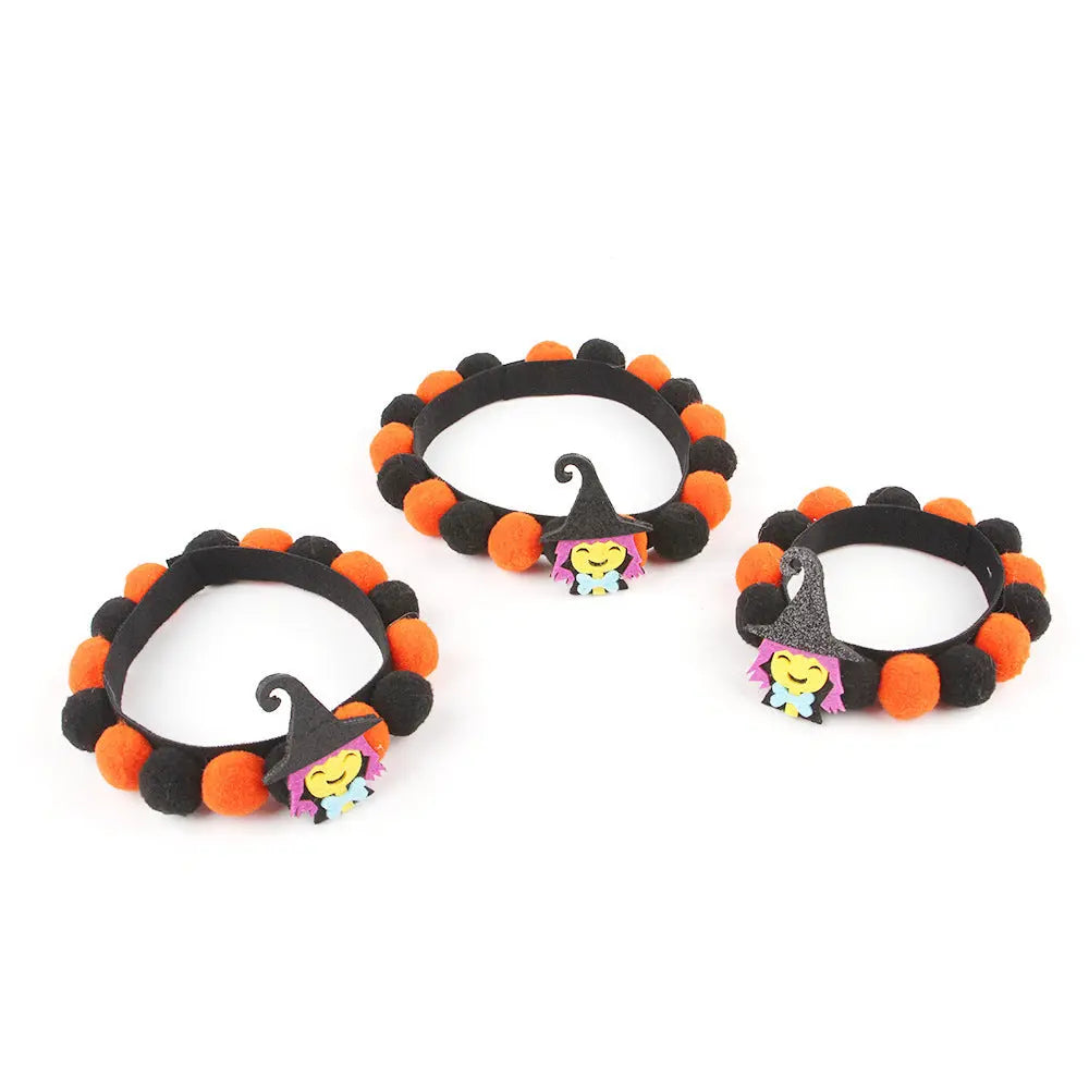 Halloween Pet Fur Ball Collar Pumpkin Accessories - EX-STOCK Canada