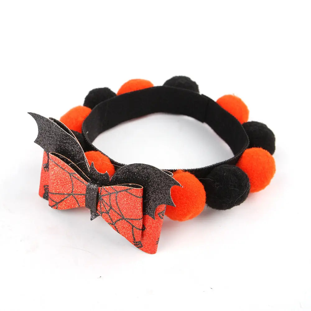 Halloween Pet Fur Ball Collar Pumpkin Accessories - EX-STOCK Canada