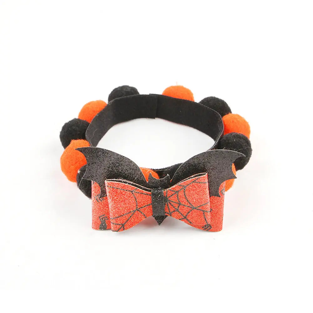 Halloween Pet Fur Ball Collar Pumpkin Accessories - EX-STOCK Canada