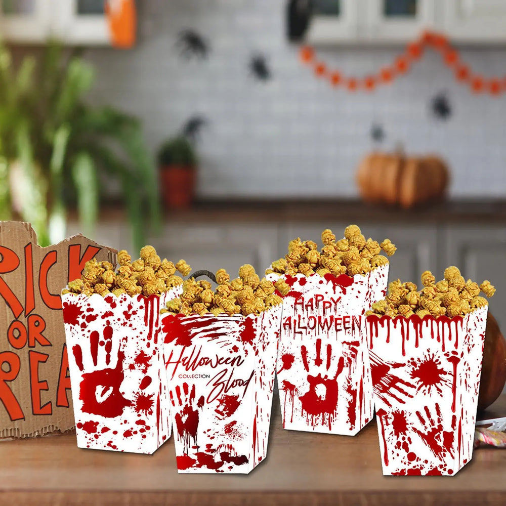 Halloween Popcorn Boxes In 3 Designs. Halloween Party Supplies In 3 Styles, 4 Of Each Style, 12 In Total - EX-STOCK Canada