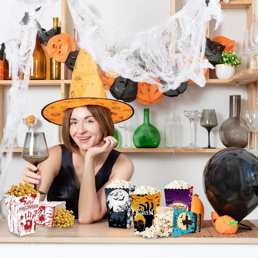 Halloween Popcorn Boxes In 3 Designs. Halloween Party Supplies In 3 Styles, 4 Of Each Style, 12 In Total - EX-STOCK Canada