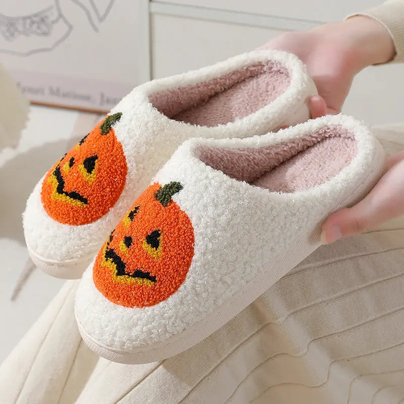 Halloween Pumpkin Cartoon Slippers Warm Winter Slippers Men And Women Couples Indoor House Shoes - EX-STOCK Canada