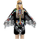 Halloween Skeleton Poncho, Lace Skeleton Halloween Costume Poncho Day Of The Dead Colorful Poncho For Women, 59 Inchx59 Inch-Cannot Be Listed On Amazon Platform - EX-STOCK Canada