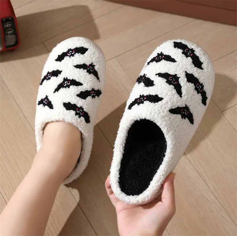 Halloween Skull Rose Slippers Winter Warm Indoor Floor Bedroom Home Slipper For Women - EX-STOCK Canada