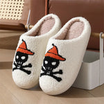 Halloween Skull Rose Slippers Winter Warm Indoor Floor Bedroom Home Slipper For Women - EX-STOCK Canada