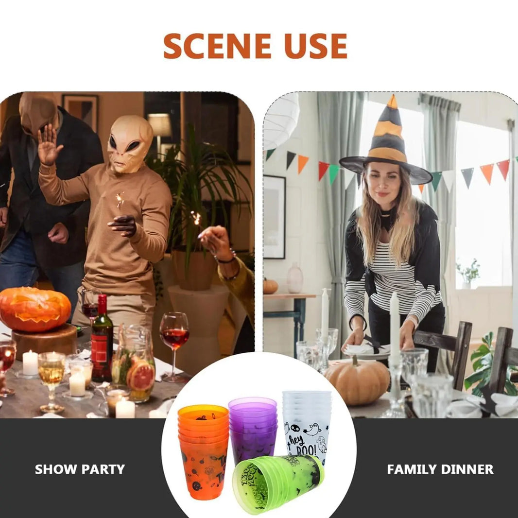 Halloween cups A Pack Of 8 Halloween Plastic Cups With Patterns. - EX-STOCK Canada