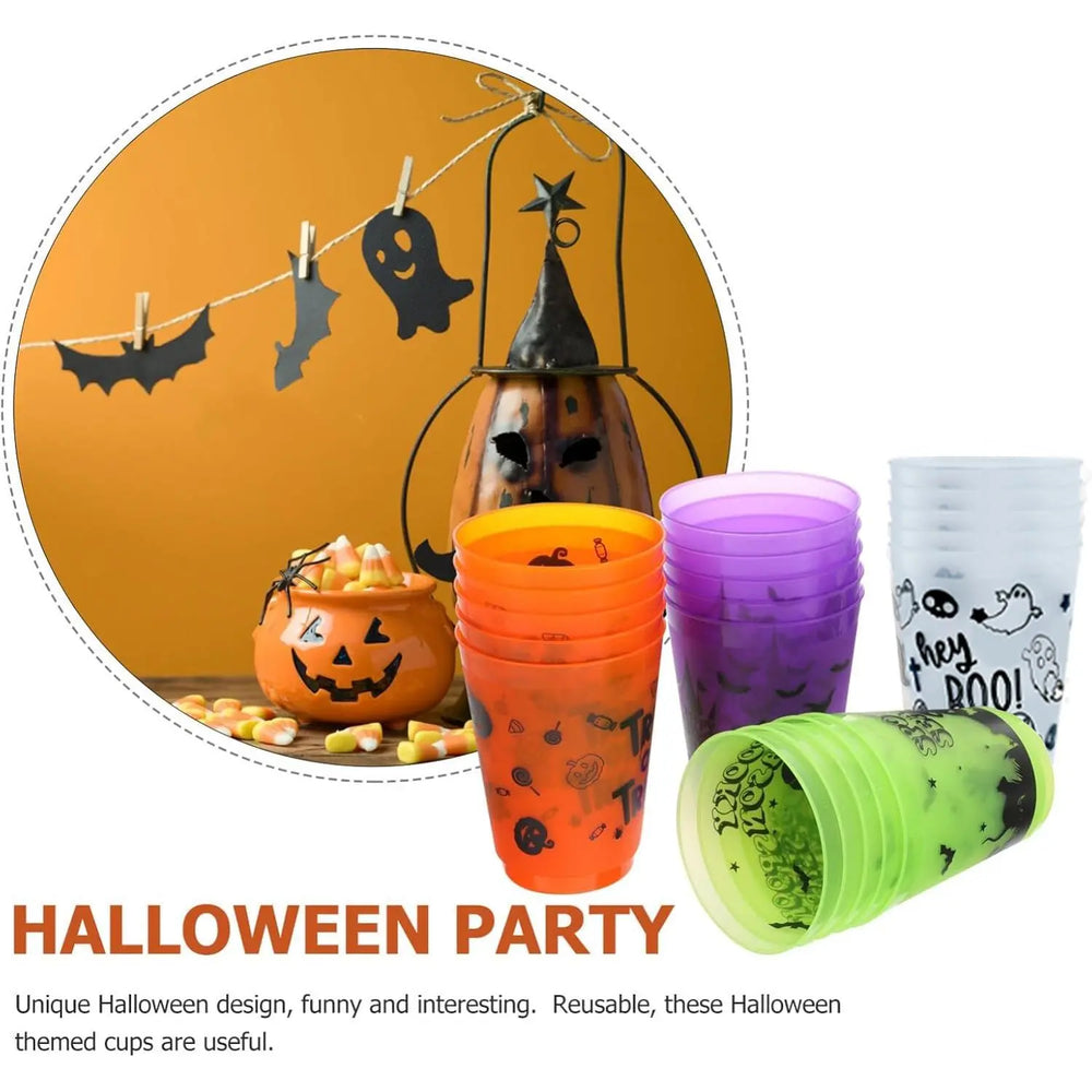 Halloween cups A Pack Of 8 Halloween Plastic Cups With Patterns. - EX-STOCK Canada