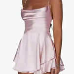Halter Satin Summer Charming Backless Straps Temperament Elegant Celebrity Style Short Dress - EX-STOCK Canada