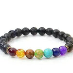 Handmade Black Lava Seven Chakra Healing Balance Beaded Bracelet - EX-STOCK CANADA