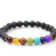 Handmade Black Lava Seven Chakra Healing Balance Beaded Bracelet - EX-STOCK CANADA
