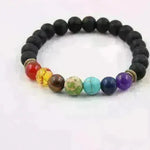 Handmade Black Lava Seven Chakra Healing Balance Beaded Bracelet - EX-STOCK CANADA