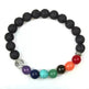 Handmade Black Lava Seven Chakra Healing Balance Beaded Bracelet - EX-STOCK CANADA