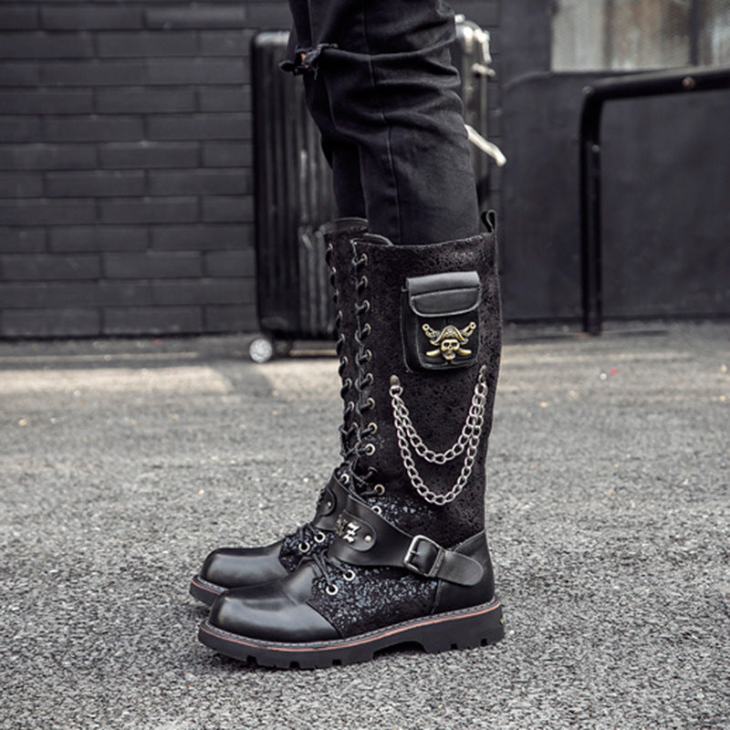 High Riding Boots Men's Frosted Locomotive Long Barrel Rock Punk EX-STOCK Canada 