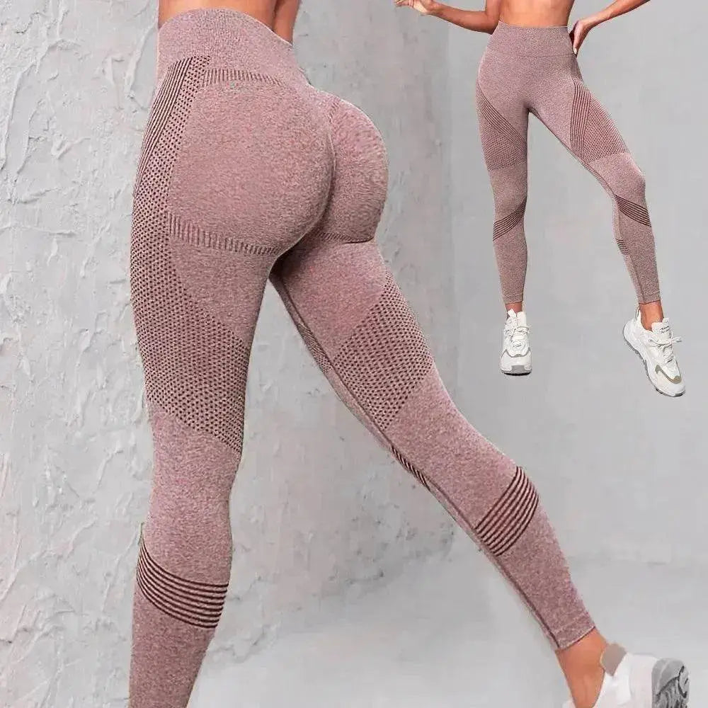 High Waist Seamless Yoga Pants Women's Solid Color Dot Striped Print Butt Lifting Leggings Fitness Running Sport Gym Legging Outfits - EX-STOCK Canada