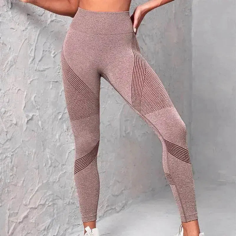 High Waist Seamless Yoga Pants Women's Solid Color Dot Striped Print Butt Lifting Leggings Fitness Running Sport Gym Legging Outfits - EX-STOCK Canada