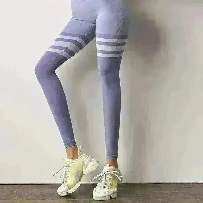 High Waist Stripe Fitness Leggings for Gym & Yoga - EX-STOCK CANADA