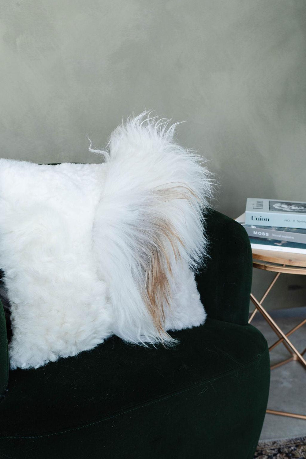 Mélange Sheepskin Pillow, straight wool 