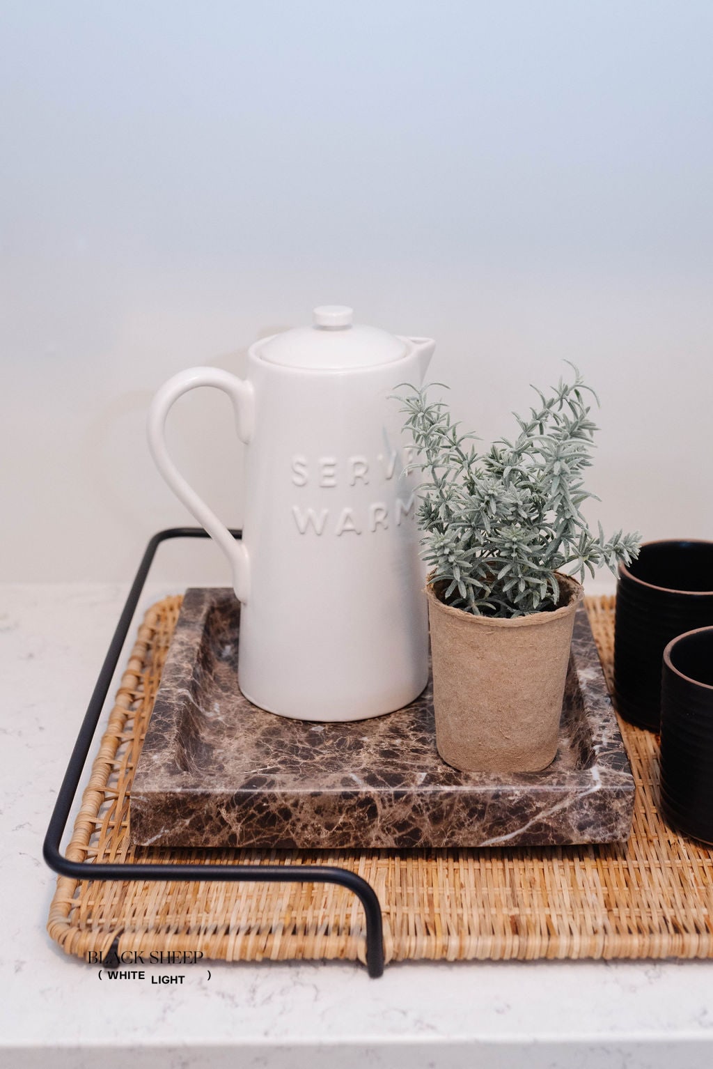 Plateau carré en marbre Dark EmperadorEX-STOCK Canada 