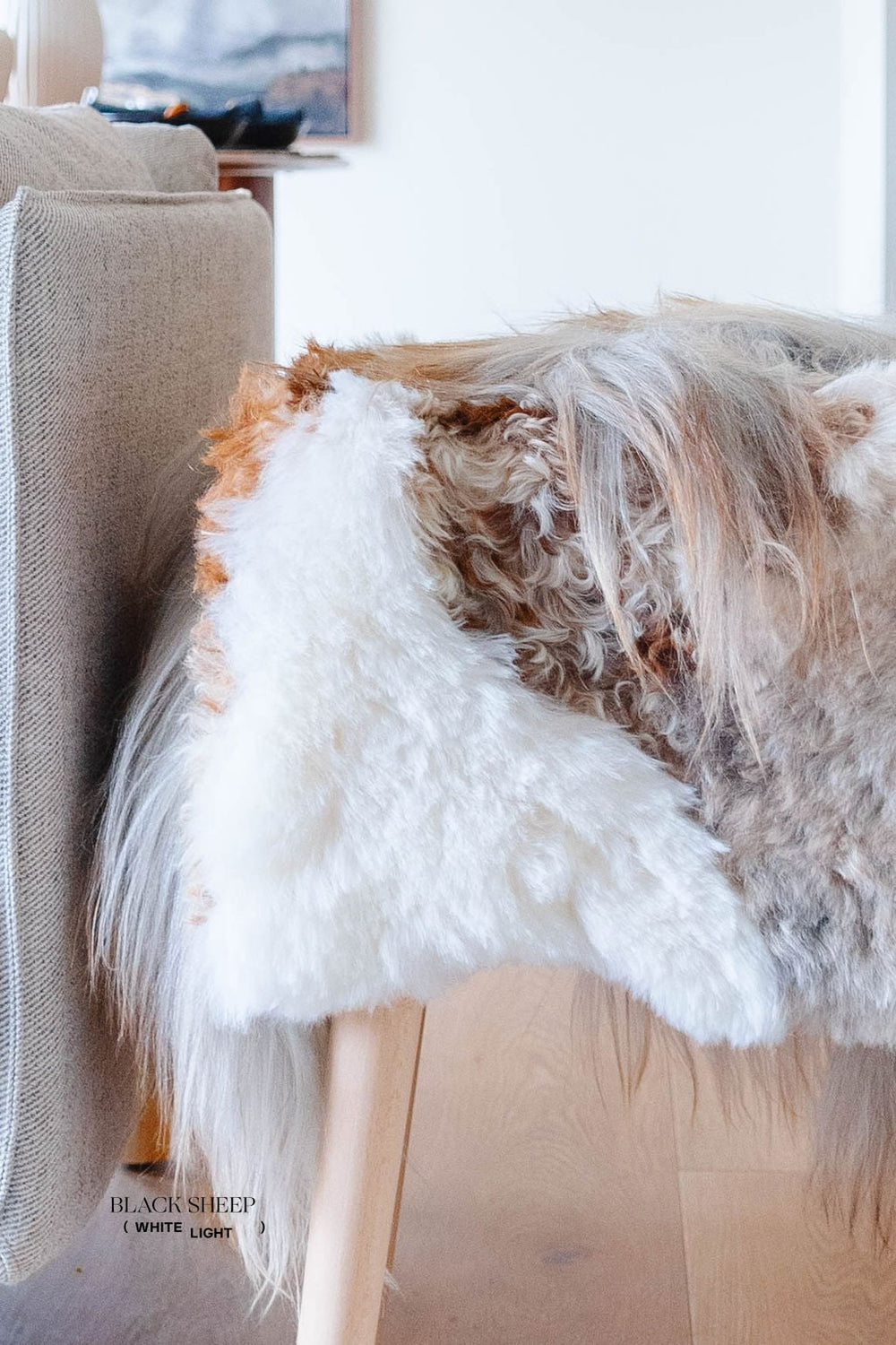 VANI - Mélange Sheepskin Stool, straight wool EX-STOCK Canada 
