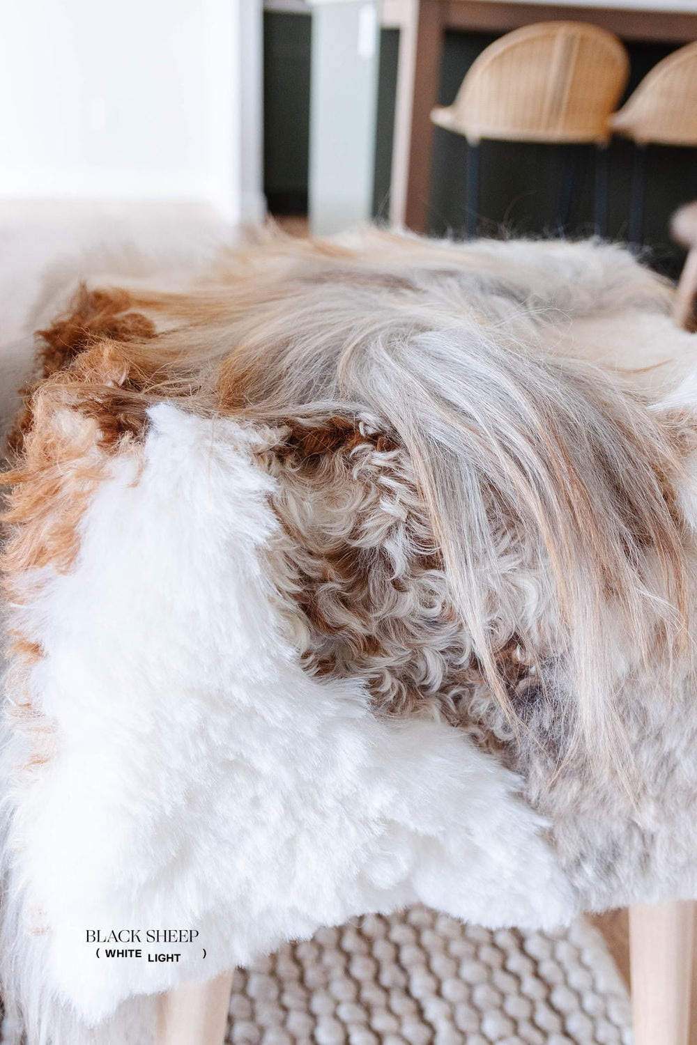 VANI - Mélange Sheepskin Stool, straight wool EX-STOCK Canada 