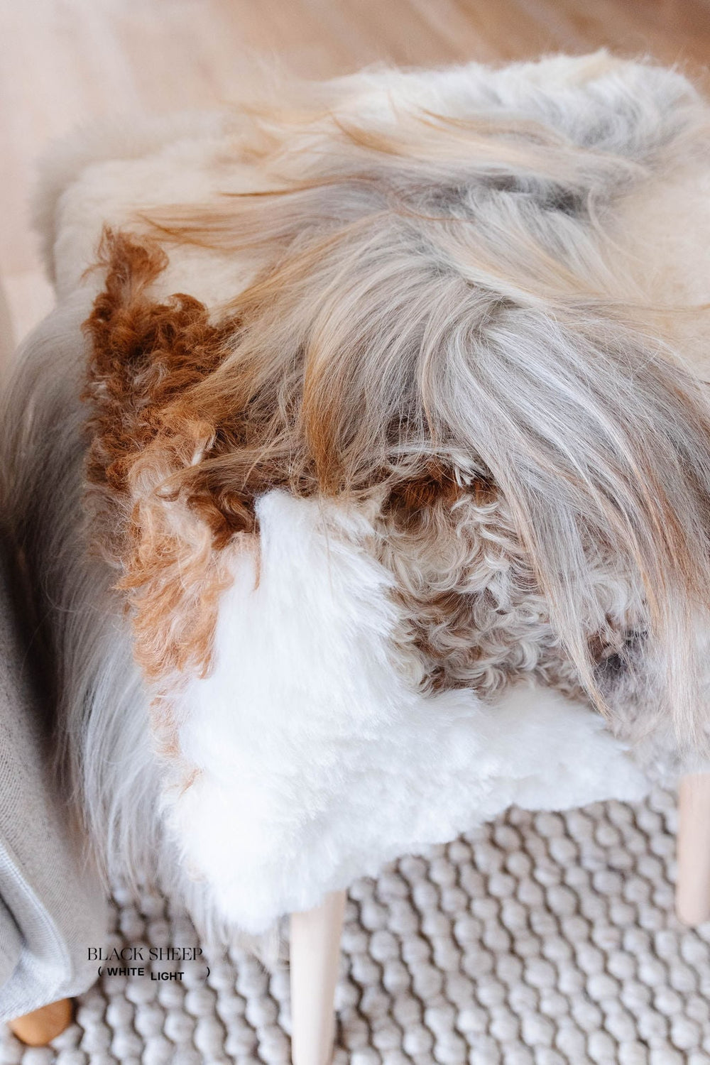 VANI - Mélange Sheepskin Stool, straight wool EX-STOCK Canada 