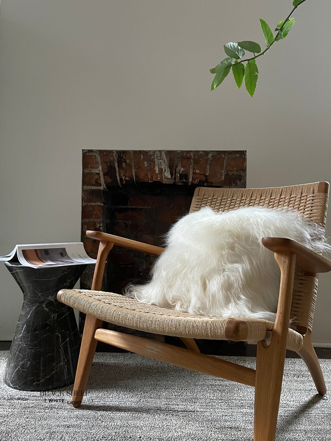 غطاء وسادة مربع من صوف الغنم الأيسلندي الأبيضEX-STOCK Canada 