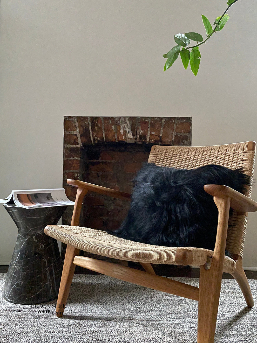 Square Black Icelandic Sheepskin Pillow Cover EX-STOCK Canada 