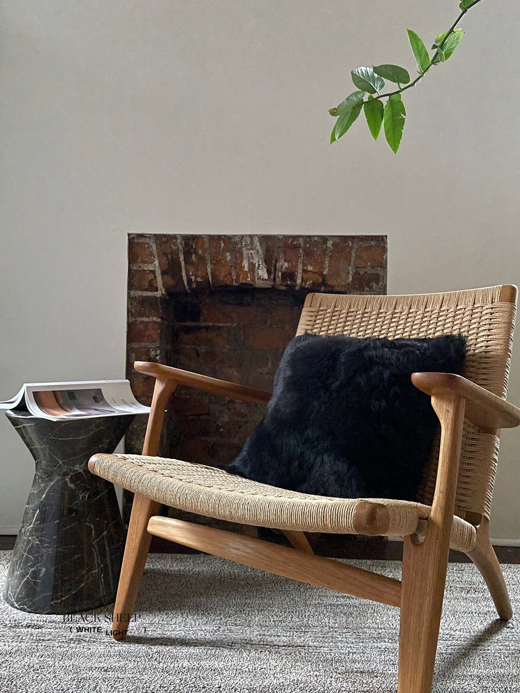 Square Shorn Black Icelandic Sheepskin Pillow Cover EX-STOCK Canada 