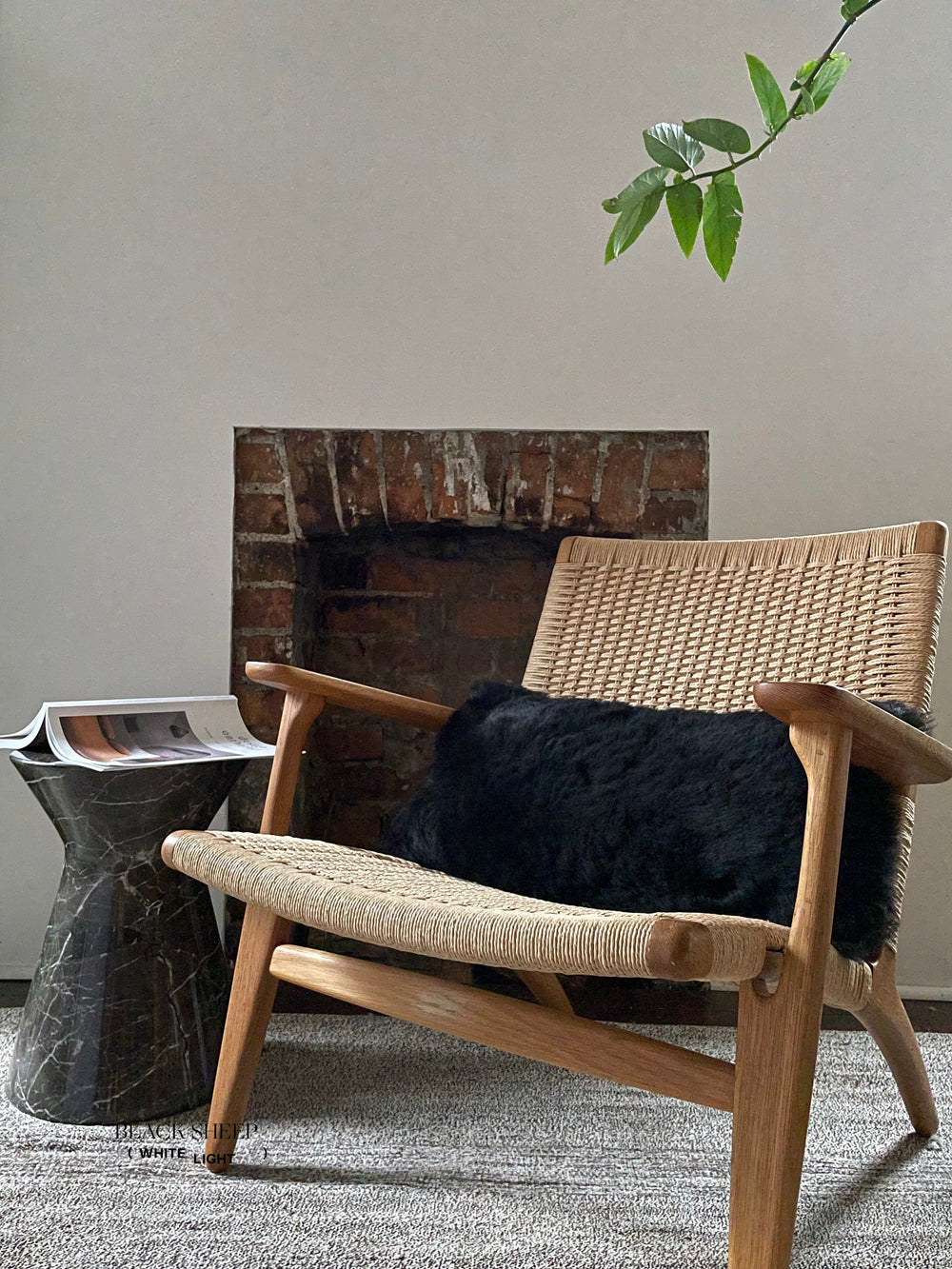 Rectangular Shorn Black Icelandic Sheepskin Pillow Cover EX-STOCK Canada 