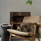 Housse de coussin rectangulaire en peau de mouton islandaise marronEX-STOCK Canada 