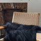 Housse de coussin rectangulaire en peau de mouton islandaise noireEX-STOCK Canada 