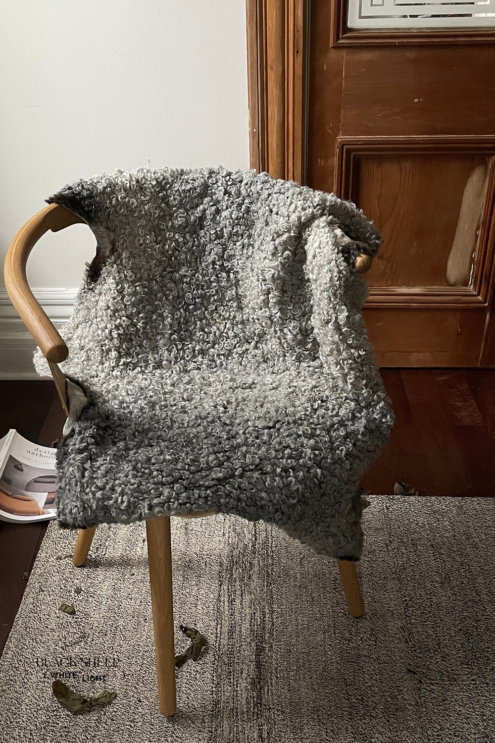 Grey Short Wool Gotland Sheepskin 