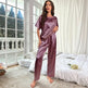Ice Silk Pajamas For Women Summer Short Sleeve Trousers - EX-STOCK Canada