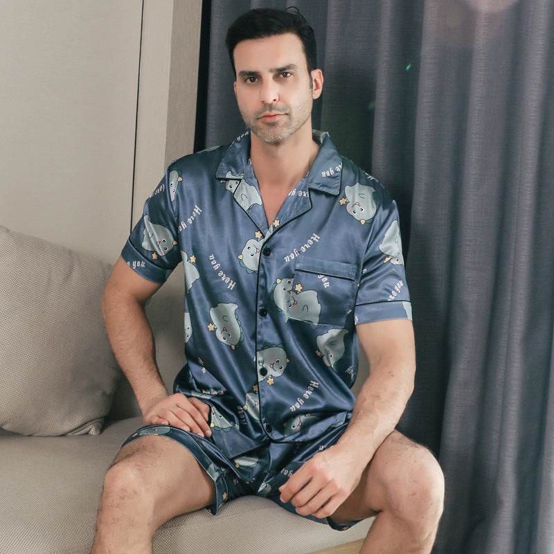 Ice Silk Short Sleeve Pajamas Men Can Be Outerwear Homewear  EX-STOCK CANADA