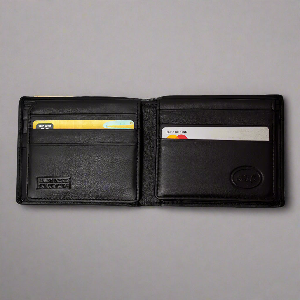 Cartera de cuero RFID para hombre JBG International, plegable con tapa de tarjetaEX-STOCK Canada 