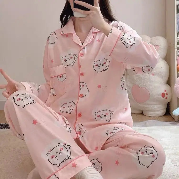 Japanese Sweet Cartoon Long Sleeved Pajamas For Women - EX-STOCK Canada