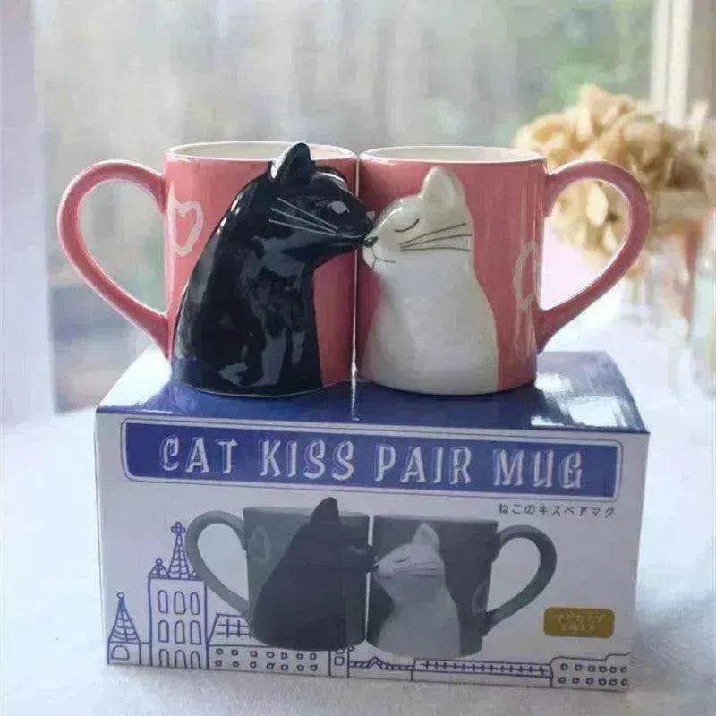 Kiss Cat Coffee Couple Handmade Mug - EX-STOCK Canada