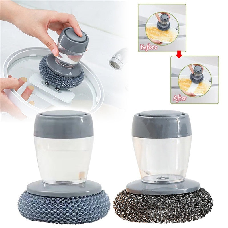 Kitchen Soap Dispensing Palm Brush Cleaner Push-type Brush Kitchen Detergent Tools EX-STOCK Canada 