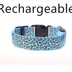 LED Dog Collar Safety Adjustable Nylon Leopard Pet Collar EX-STOCK Canada 