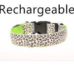 LED Dog Collar Safety Adjustable Nylon Leopard Pet Collar EX-STOCK Canada 