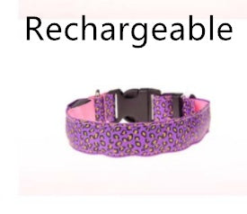 LED Dog Collar Safety Adjustable Nylon Leopard Pet Collar EX-STOCK Canada 