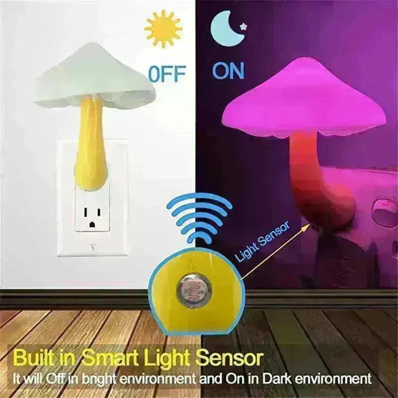 LED Mushroom Night Light Wall Lamp EU US Socket Plug - EX-STOCK CANADA