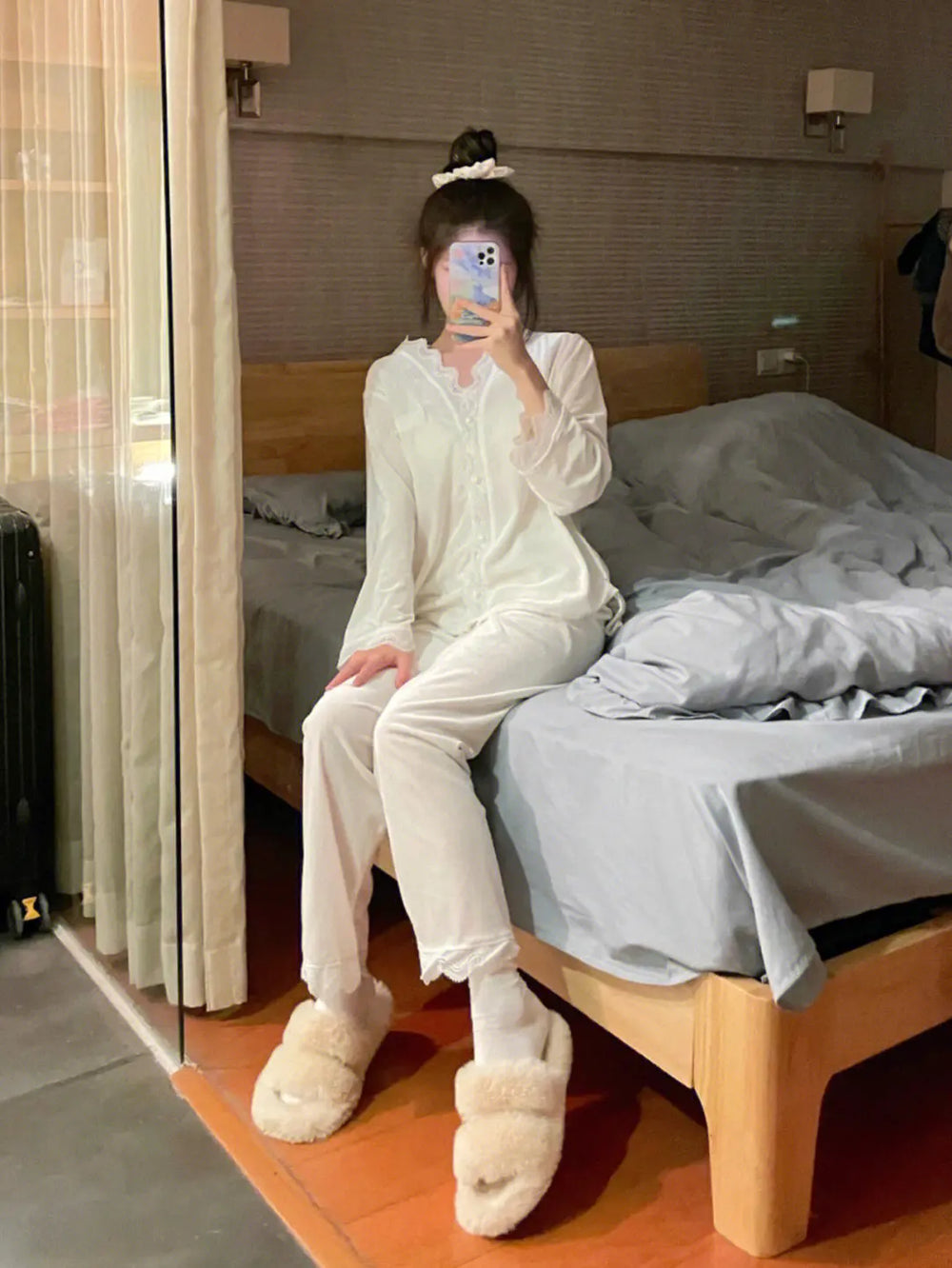Lace Long-sleeved Pajamas Set For Women - EX-STOCK Canada