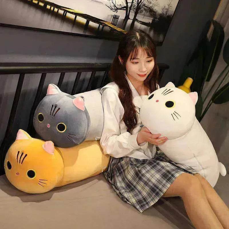 Large Size Cartoon Cat Plush Toys Stuffed Cloth Doll Long Animal Pillow Cushion - EX-STOCK Canada