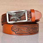 Leather Men's Eagle Embossed Belt - EX-STOCK Canada